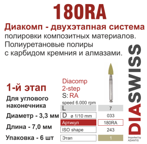 RA180/033-система  ДиаКомп-2 , полиур.,алм.сод.,1-я ступ.,6 шт., ДИАСВИСС СА ,Швейцария